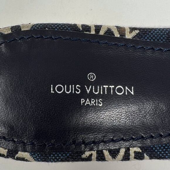 Louis Vuitton Monogram Denim Flat Slide‎ Sandals Blue Logo Print 37 - Picture 6 of 8